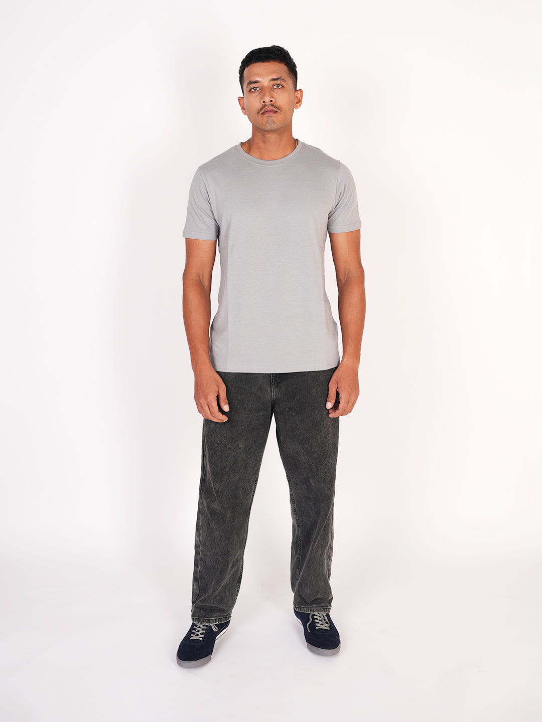 Monkstory Bamboo Cotton Crew Tee - Pastel Grey