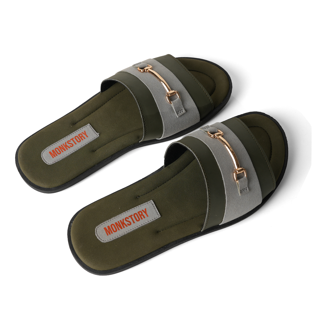 Monkstory Horsebit Slides - Grey