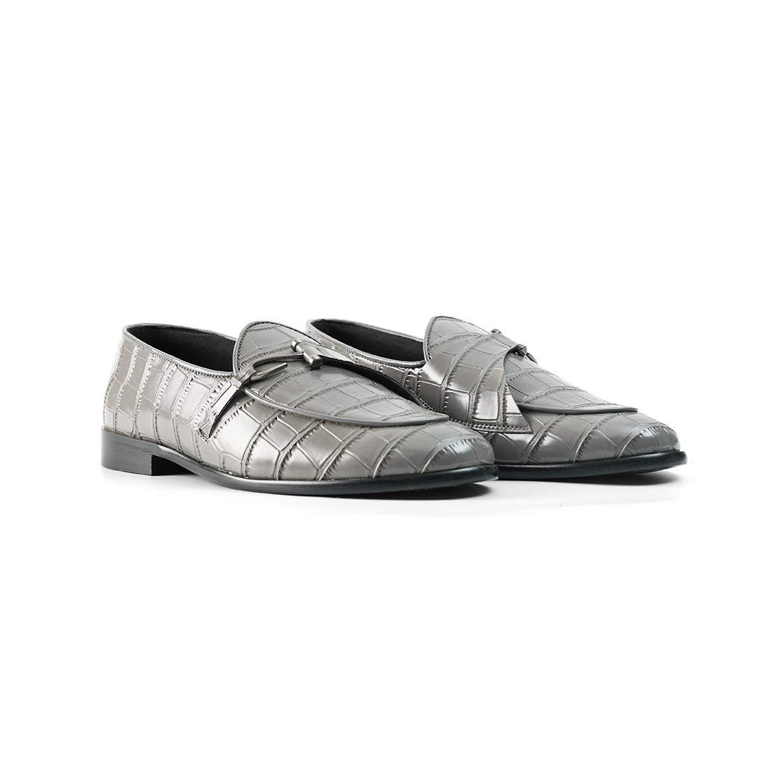 Monkstory Eclecta Croco Side Hook Slip Ons - Grey