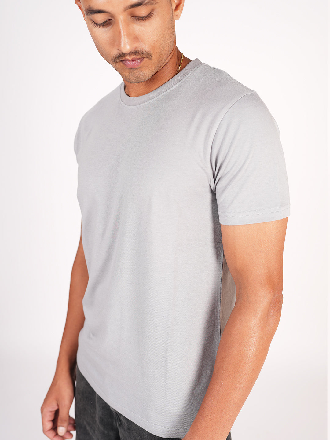 Monkstory Bamboo Cotton Crew Tee - Pastel Grey
