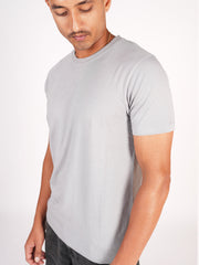 Monkstory Bamboo Cotton Crew Tee - Pastel Grey