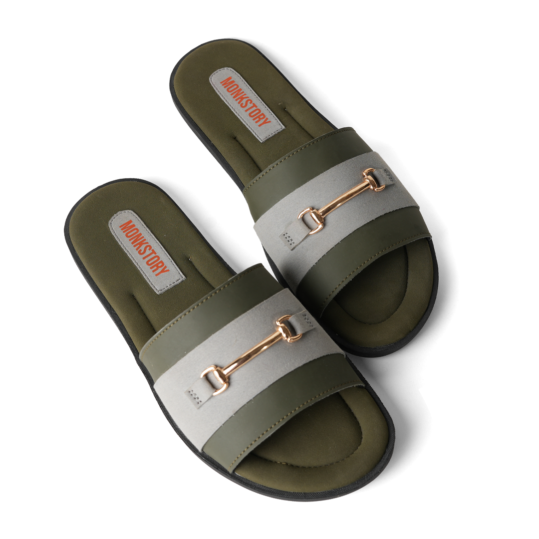 Monkstory Horsebit Slides - Grey
