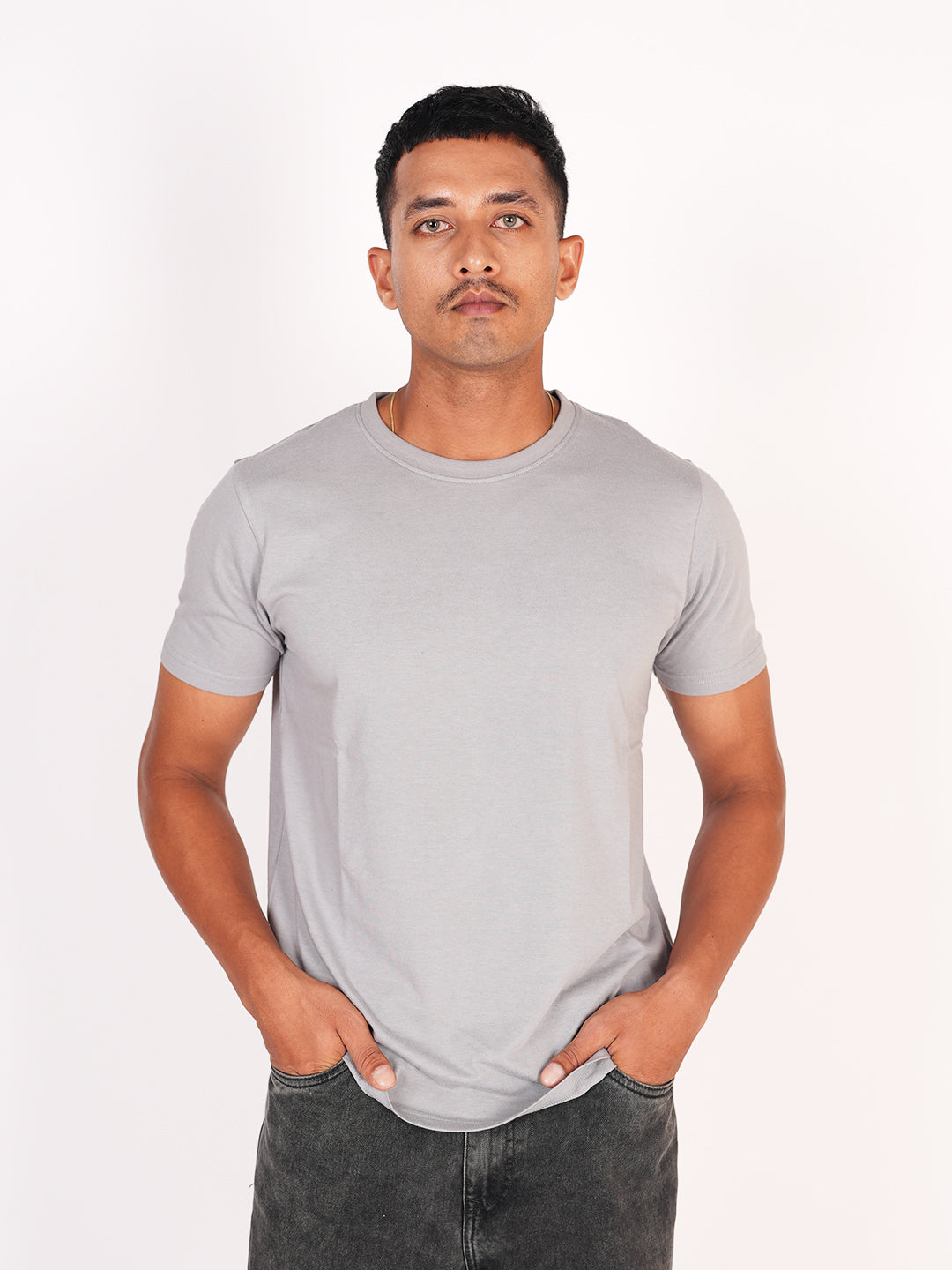 Monkstory Bamboo Cotton Crew Tee - Pastel Grey