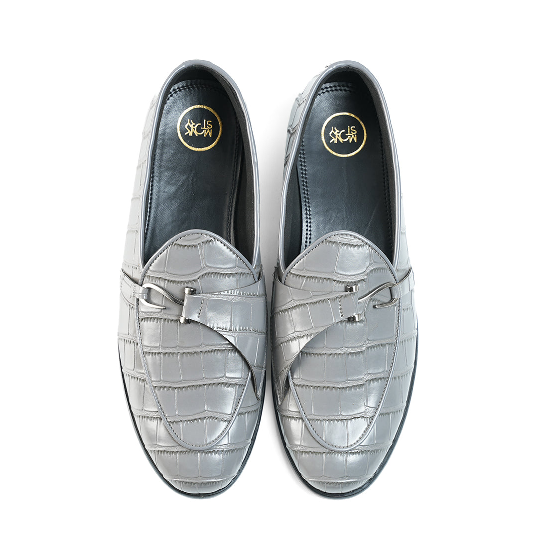 Monkstory Eclecta Croco Side Hook Slip Ons - Grey