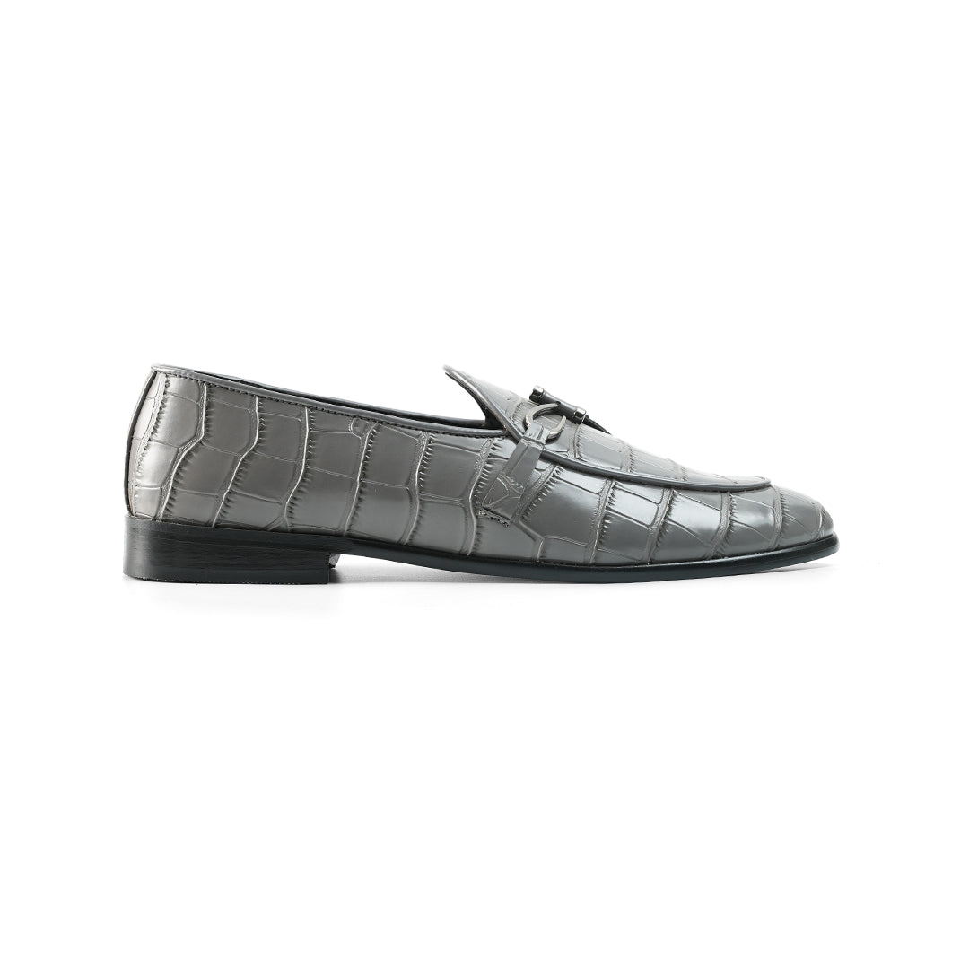 Monkstory Eclecta Croco Side Hook Slip Ons - Grey