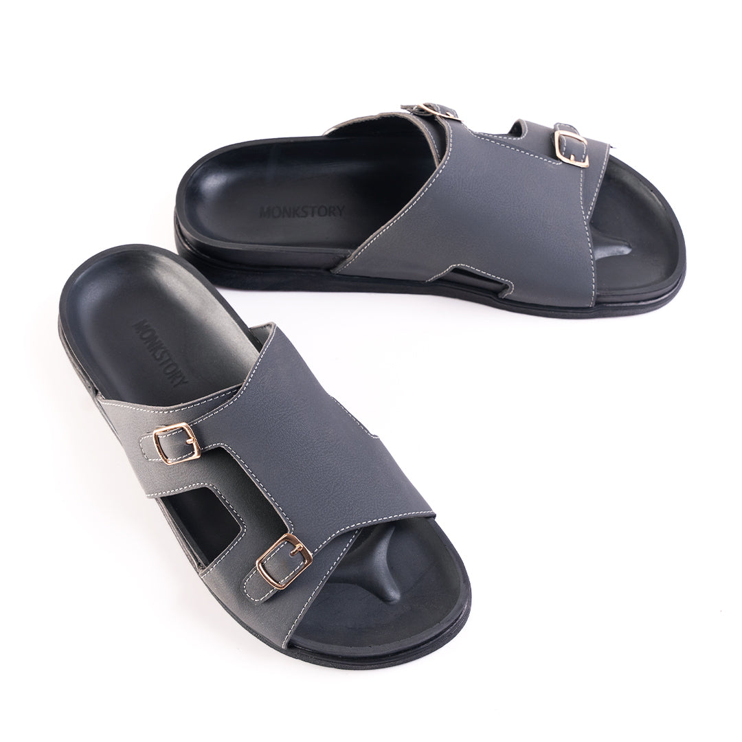 Monkstory Double Monk Footbed Sandals - Grey