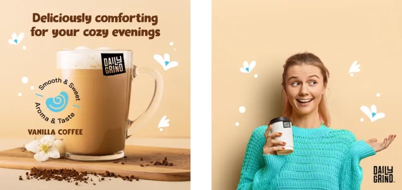 Daily Grind The Mellow Crush Vanilla Instant Coffee - 50 Grams