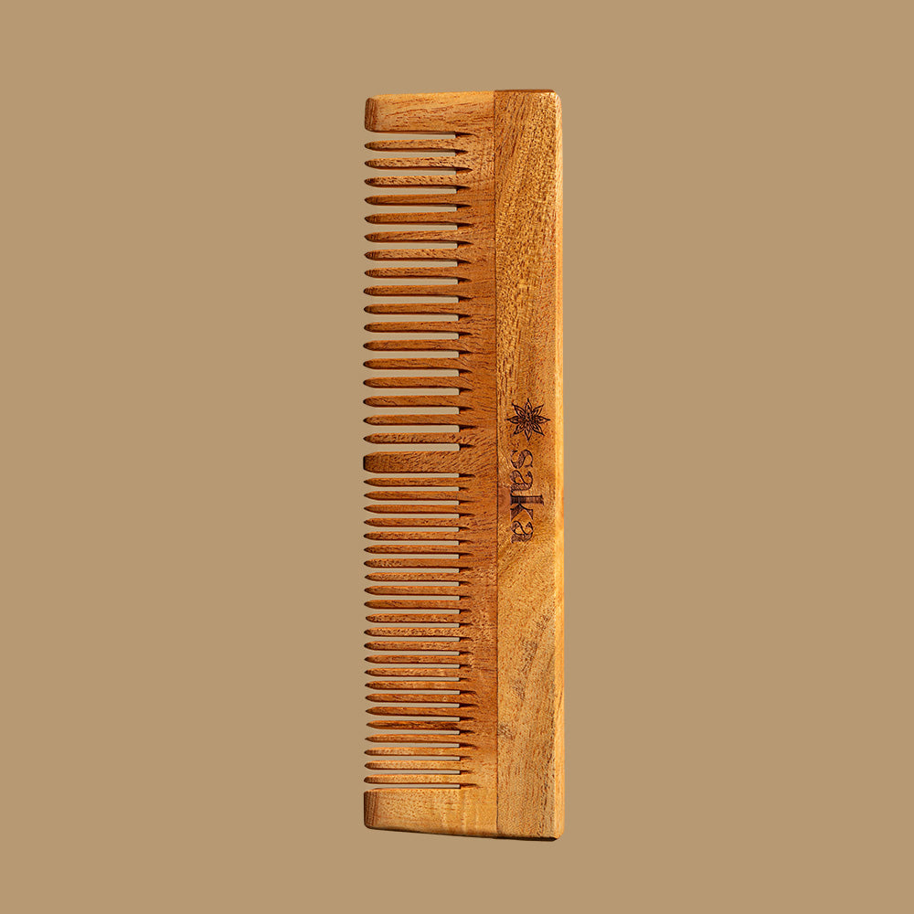Saka Organics - Scalp Kneads | Handmade Bamboo Neem Wood Comb Without Handle | Eco-Friendly Hair Care (1 pc)