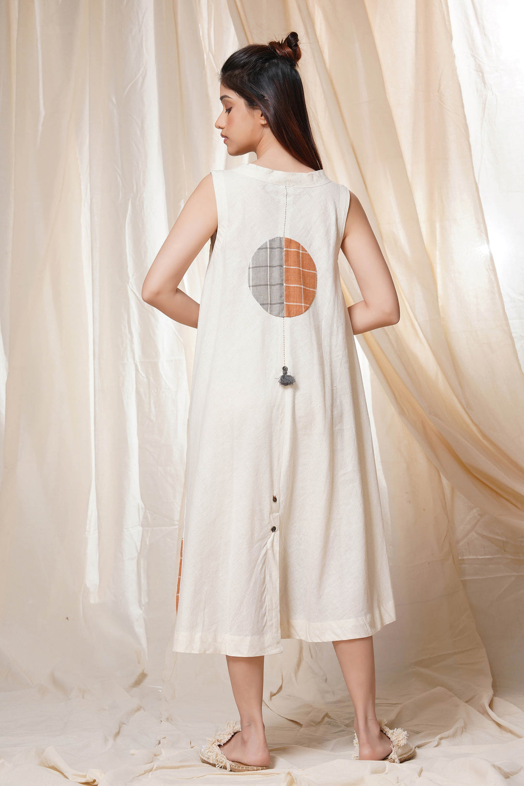 Timeless Checks - Ethical Off-White Khadi Dress