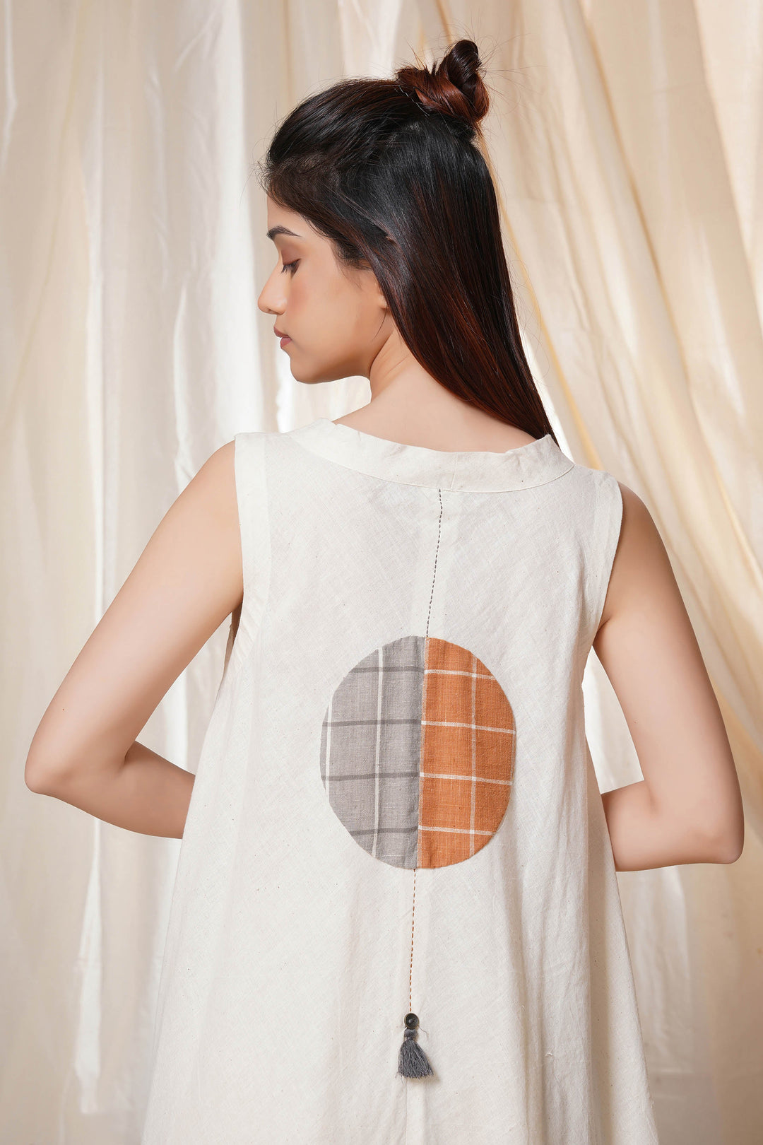 Timeless Checks - Ethical Off-White Khadi Dress