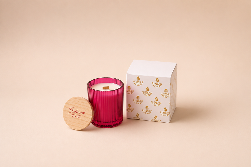 Raasaa Gulnoor – Mahogany Oud & Black Rose Luxury Scented Candle | 160g