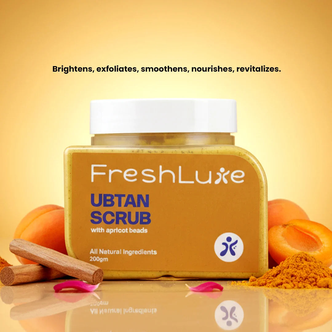 Traditional Ubtan Face & Body Scrub | Lactic Acid for Tanning, Dark Spots & Brightening | 200gm