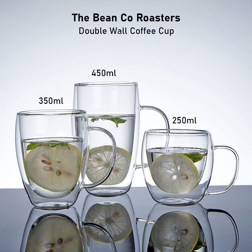 The Bean Co Roasters Double Wall Coffee Cup | Borosilicate Glass | Insulated Layer Cups | Perfect for Coffee and Tea