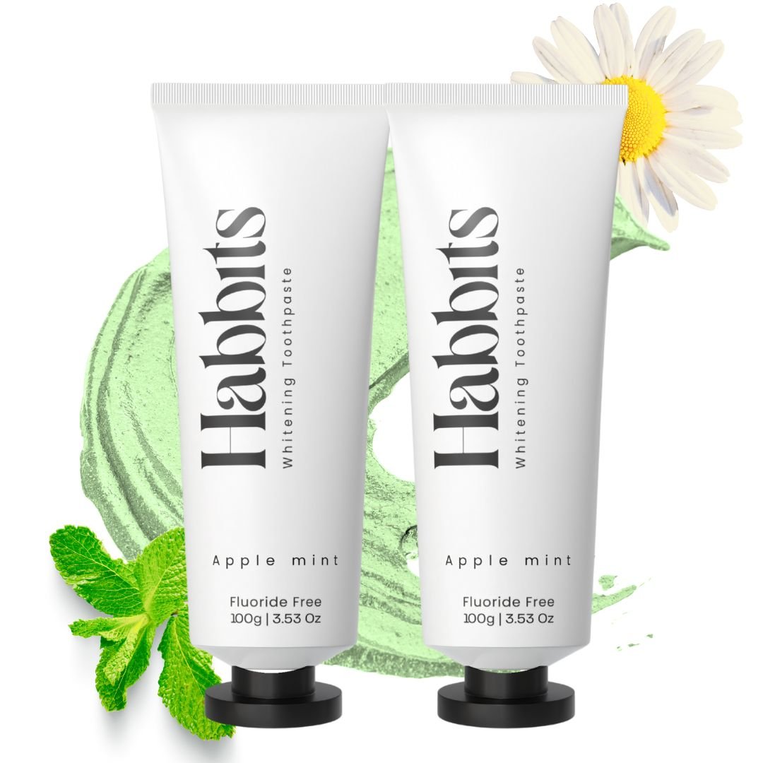 Habbits Apple Mint Whitening Toothpaste | Natural & Fluoride - Free | Perlite, Baking Soda & Hydroxyapatite for Whiter, Stronger Teeth | No SLS, Parabens or Titanium Dioxide - Suspire