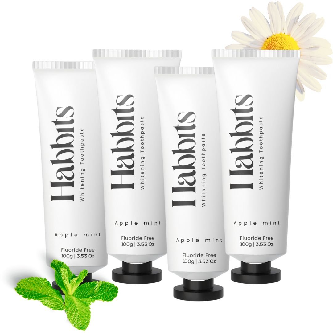 Habbits Apple Mint Whitening Toothpaste | Natural & Fluoride - Free | Perlite, Baking Soda & Hydroxyapatite for Whiter, Stronger Teeth | No SLS, Parabens or Titanium Dioxide - Suspire