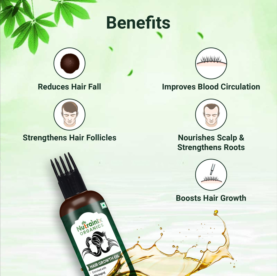 Nutrainix Organics Plant-Based Growth Oil for Thicker, Longer & Healthier Hair - 100 ml