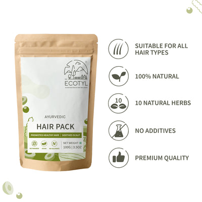 Ecotyl Ayurvedic Hair Pack | For Hair Conditioning & Strengthening | Blend of 10+ Herbs | 100g