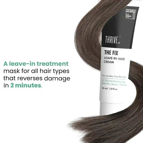 ThriveCo The Fix Leave-in Hair Cream For Smoother, Shiny & Frizz-Free Hair | Rebuilds, Repairs And Protects Heat, Chemical & Color Damaged Hair | For Men & Women | 30ml