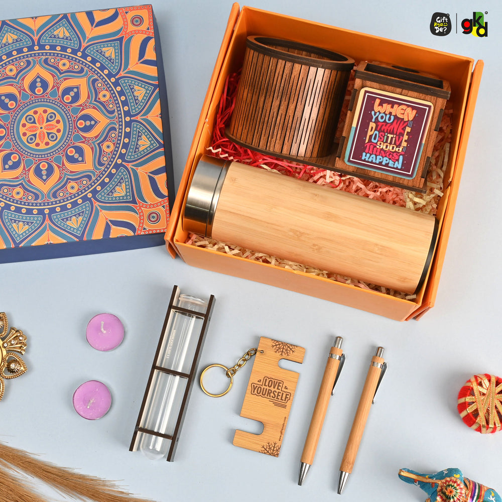 Gift Kya De Eco-Friendly New Year Gift Hamper with Bamboo Essentials and Desk Organizer
