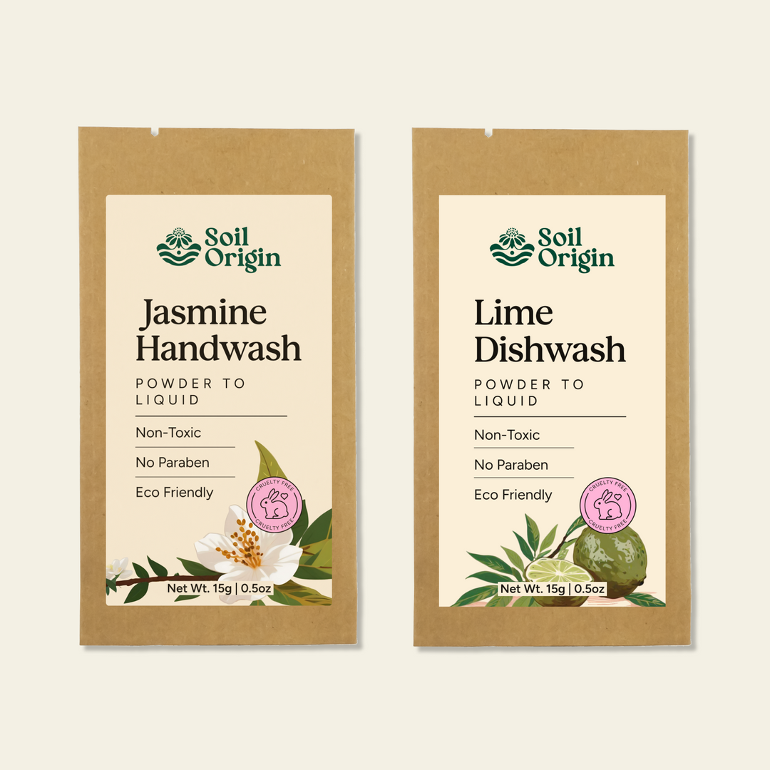 Soil Origin Eco-Friendly Hand & Dishwash Combo - Jasmine Handwash & Lime Dishwash Combo (Pack of 2)