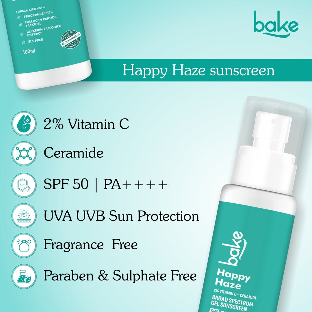 Happy Haze 100% Mineral Water Resistant Sunscreen SPF 50 PA++++ with 2% Vitamin C, Ceramide - Suspire