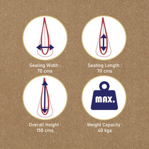 Slack Jack Kids Nest Swing Special Edition - Happy Star | Cotton Hanging Jhula for Indoor and Outdoor | Sensory Swing for Kid | Swing Chair for Bedroom, Age 3-12 Years | Includes Accessory (Cap 40 Kg)