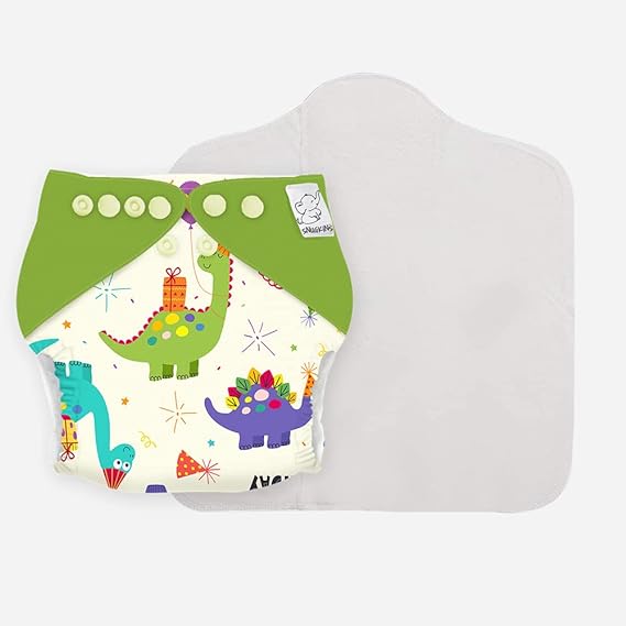 Snugkins 100% Organic Cotton Reusable Cloth Diaper With Prefold Pad for New Born Babies - Pack 1