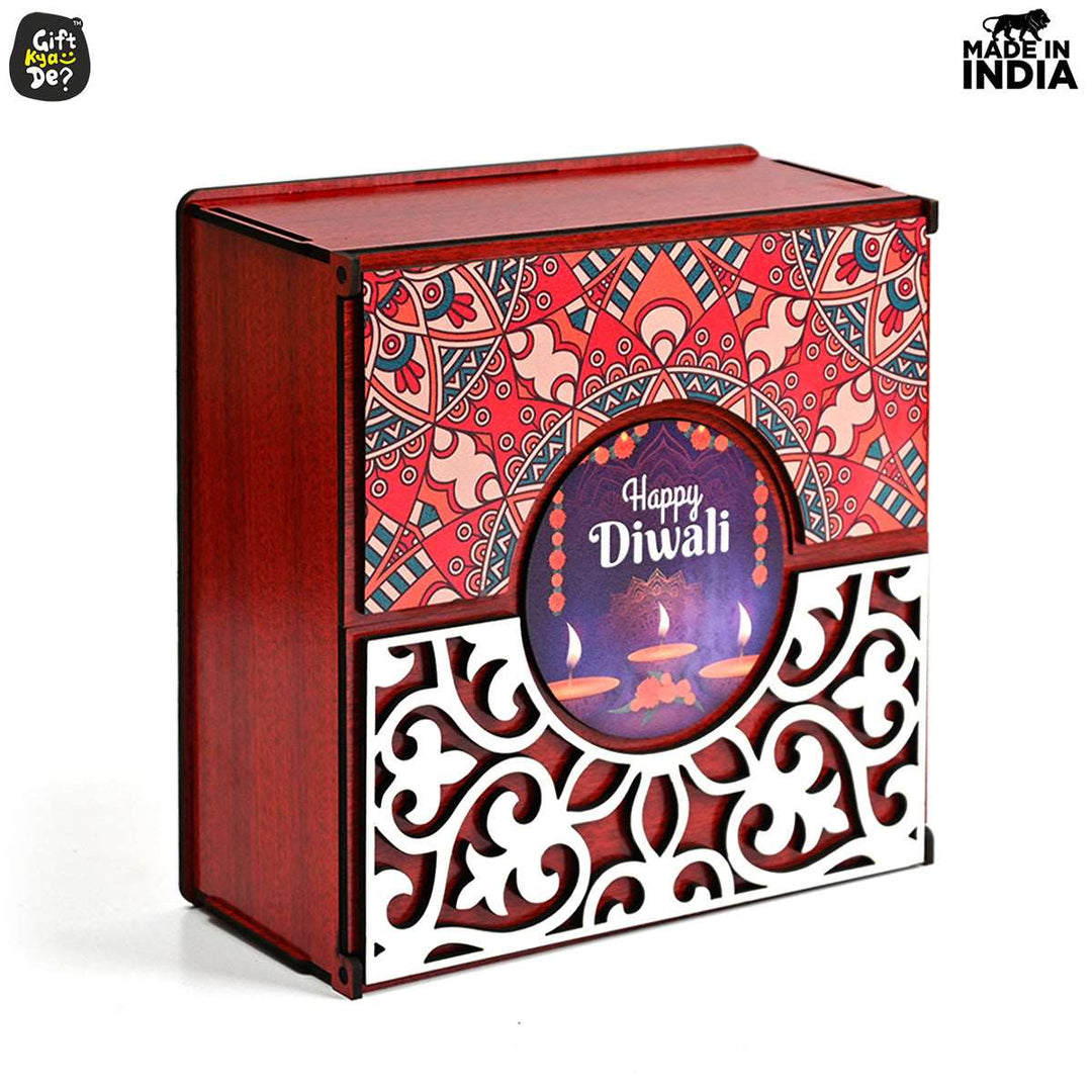 Gift Kya De Wooden Dry Fruit Box (Empty Box) | Festive Box