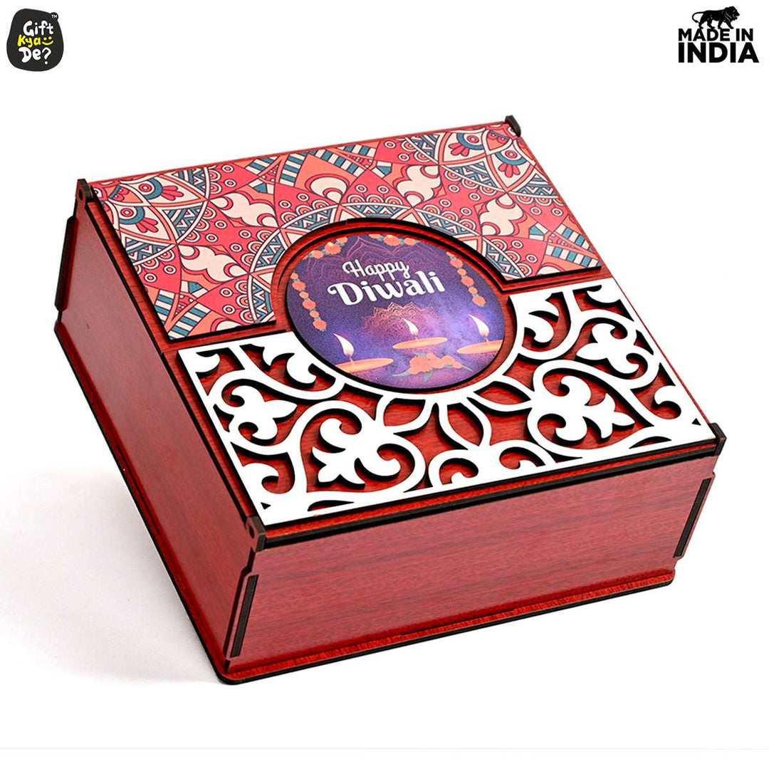 Gift Kya De Wooden Dry Fruit Box (Empty Box) | Festive Box