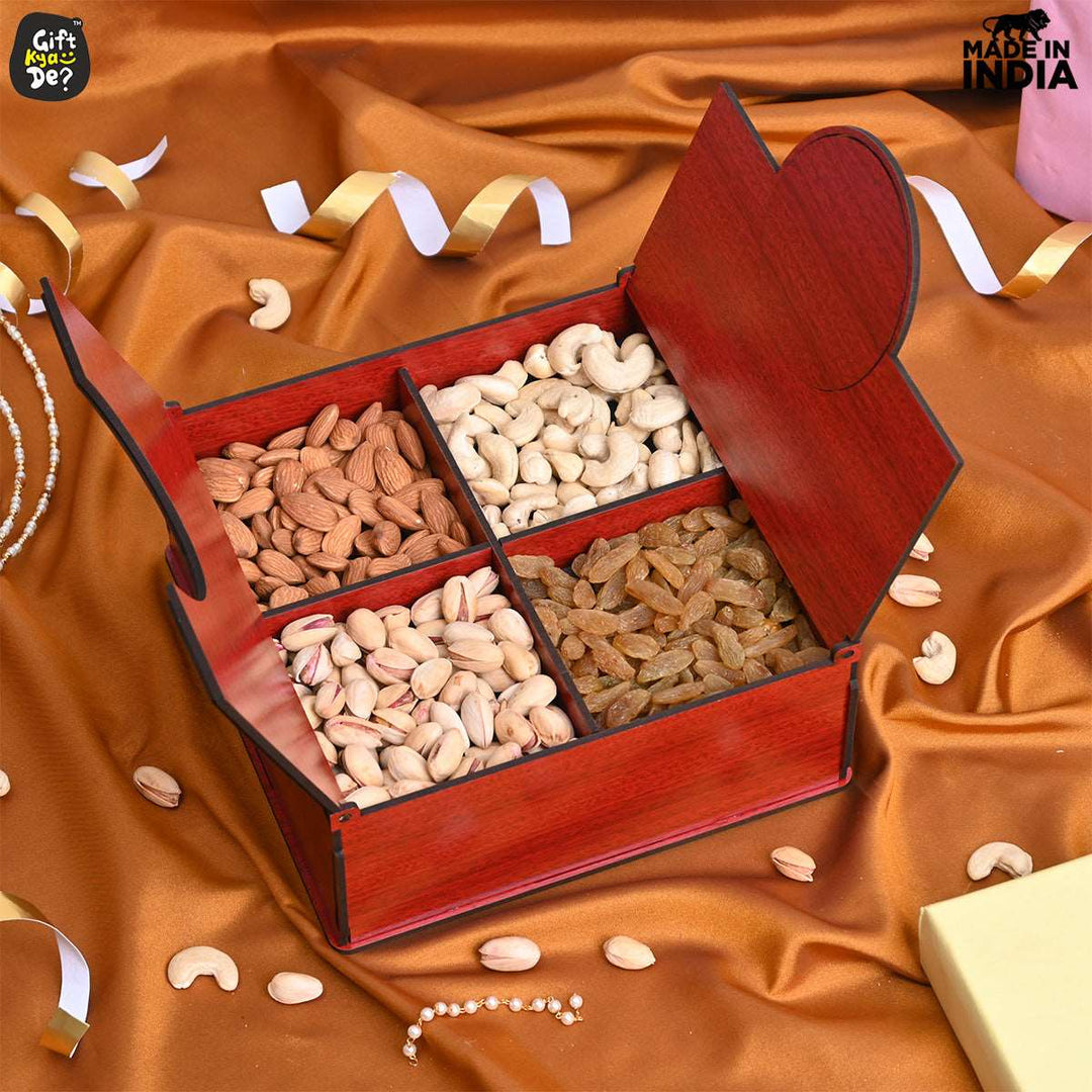 Gift Kya De Wooden Dry Fruit Box (Empty Box) | Festive Box