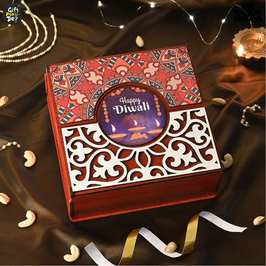 Gift Kya De Wooden Dry Fruit Box (Empty Box) | Festive Box