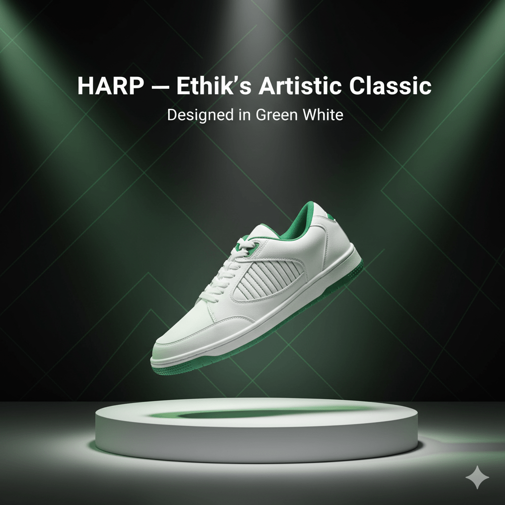 HARP – Ethik Artistic Classic Green White Sneakers for Men - Suspire