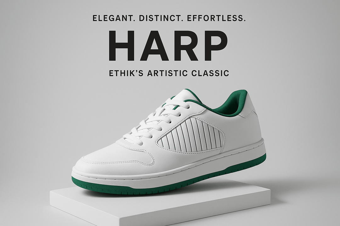 HARP – Ethik Artistic Classic Green White Sneakers for Men - Suspire