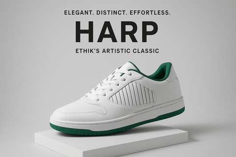 HARP – Ethik Artistic Classic Green White Sneakers for Men