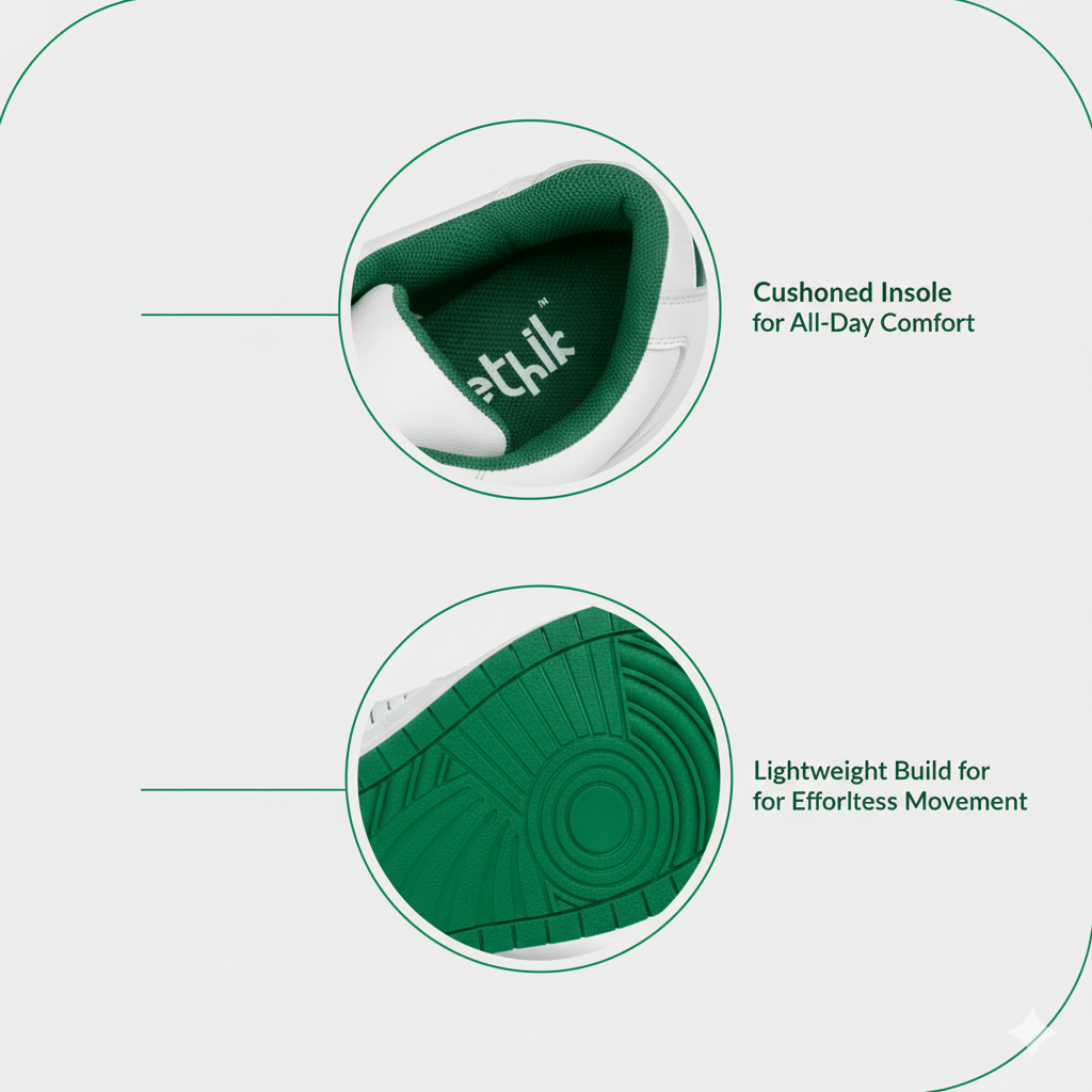 HARP – Ethik Artistic Classic Green White Sneakers for Men - Suspire