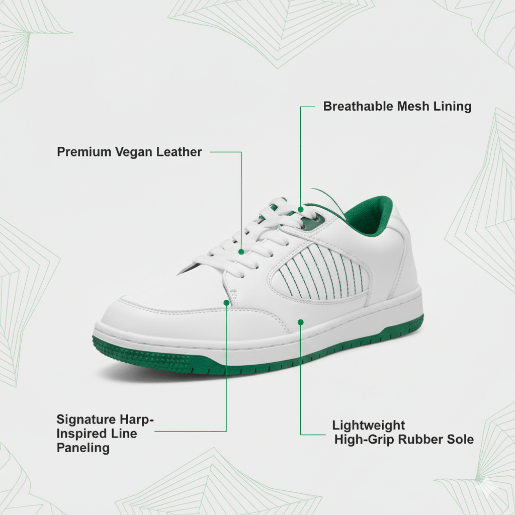 HARP – Ethik Artistic Classic Green White Sneakers for Men - Suspire