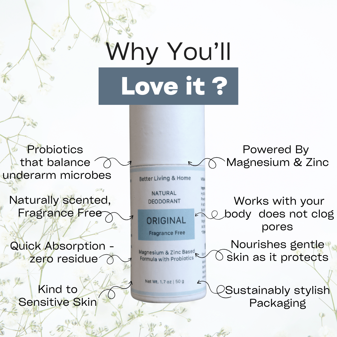 Betterliving And Home Original - Fragrance Free Natural Deodorant Enriched With Magnesium & Probiotics