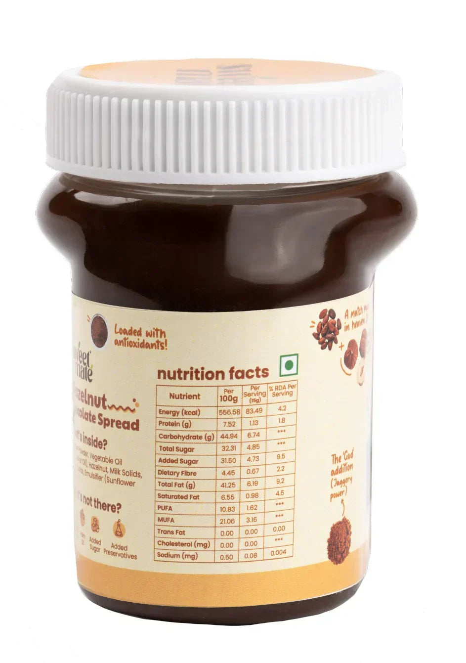 Sweetmate Hazelnut Chocolate Spread- 300g| No Palm Oil | No Refined Sugar