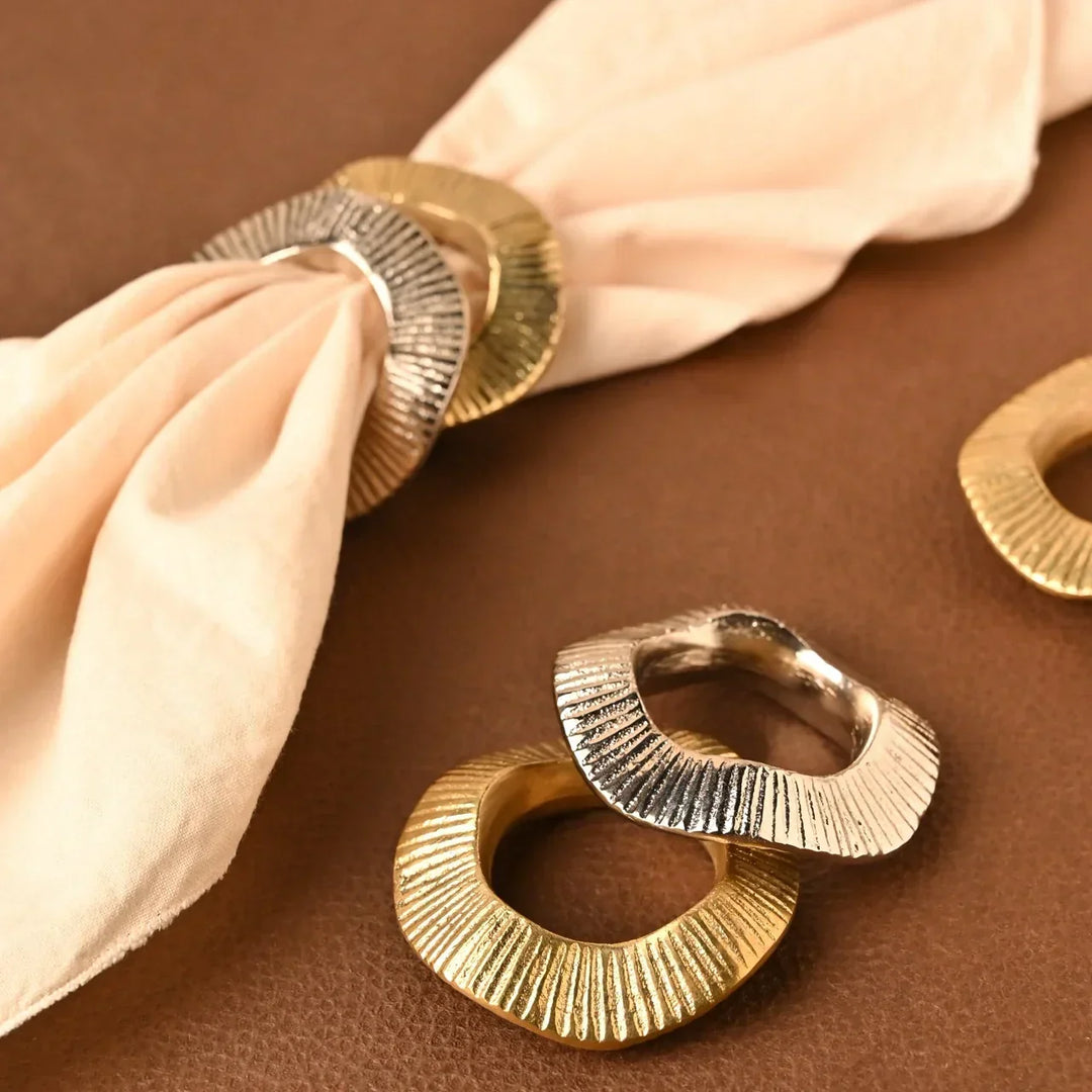 Pravaah Gehna Napkin Rings | Brass Table Decor | Handcrafted in Small Batches