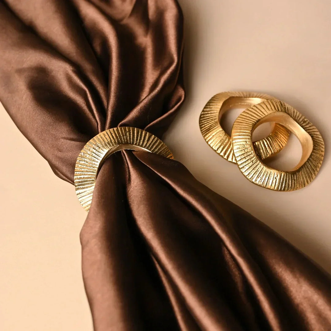 Pravaah Gehna Napkin Rings | Brass Table Decor | Handcrafted in Small Batches