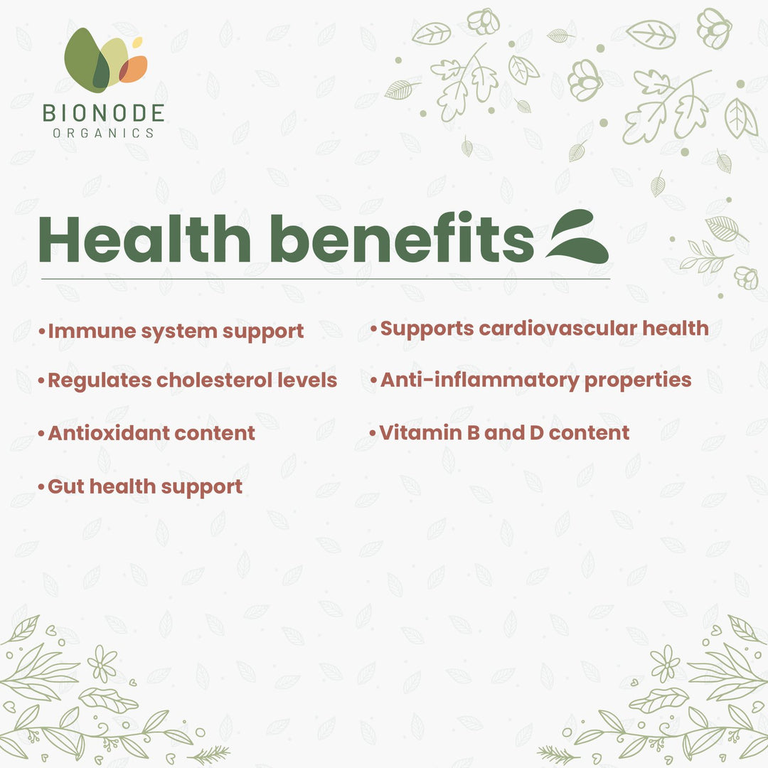 Bionode Organics Shiitake Mushroom Powder (100g), Natural Cholesterol Regulator & Cardiovascular Support, Rich in Vitamins B2, B5, B6 & D, Boosts Immunity and Overall Wellness