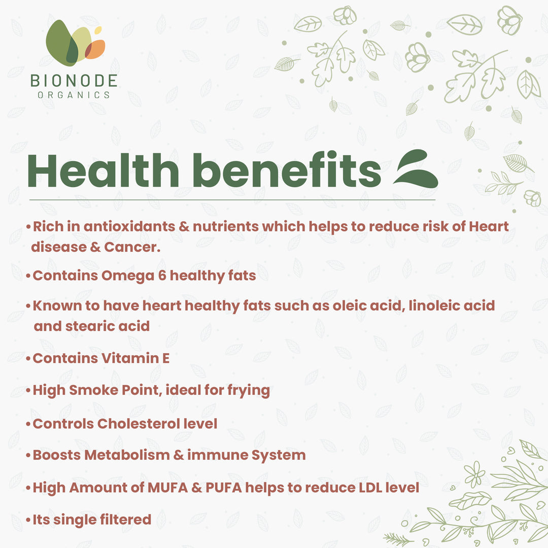 Bionode Organics Cold Pressed Groundnut Oil, Certified Organic – 1 Ltr Boosts Metabolism & Immune System, Monounsaturated Fats, Polyunsaturated Fats & Antioxidants (1liter)