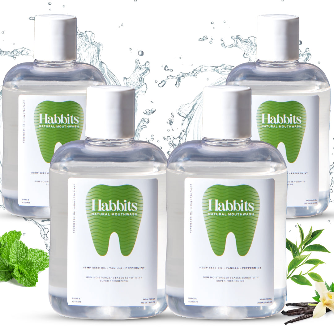 Habbits Sensitivity Relief Hemp Seed Oil, Vanilla Natural Mouthwash (Pack of 4)