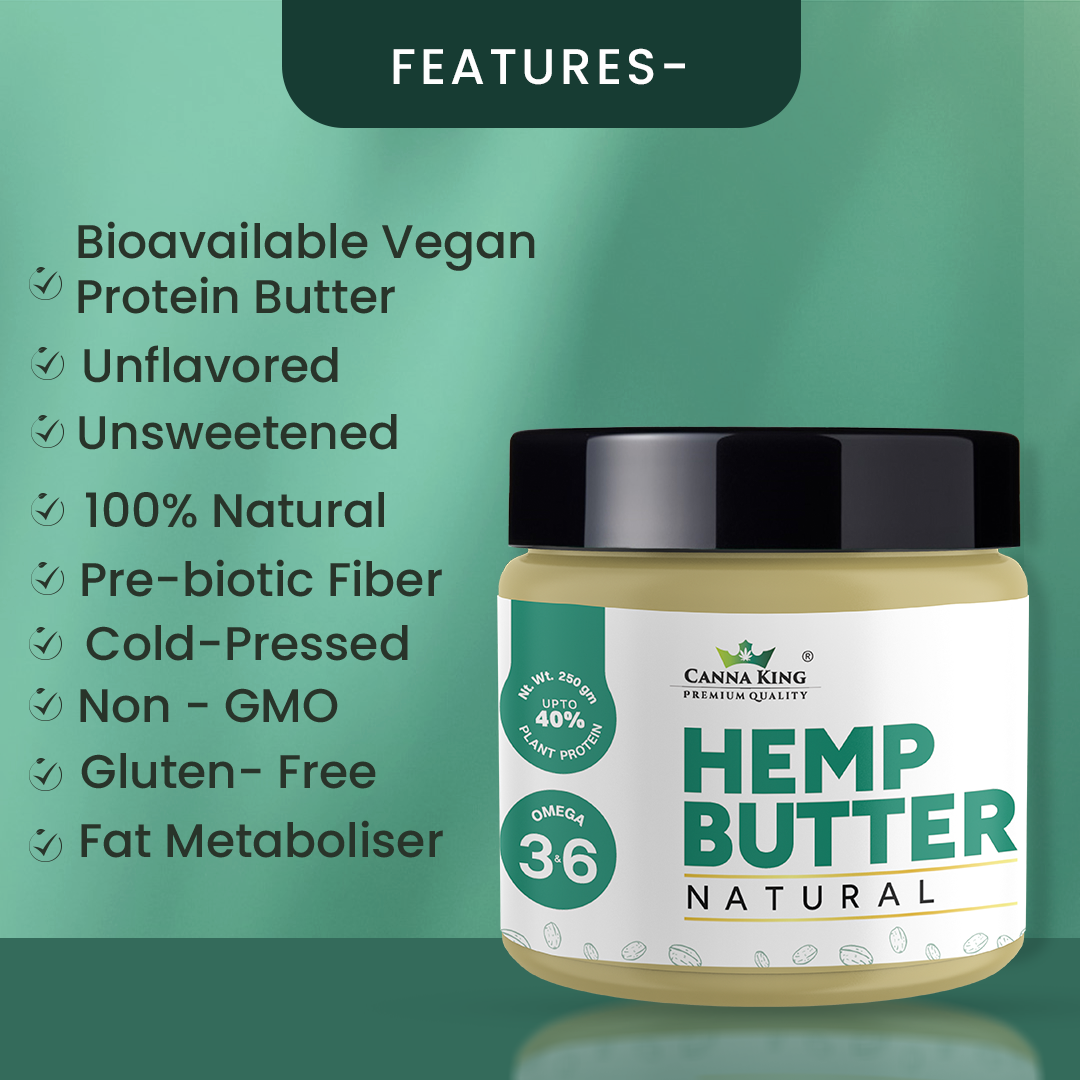Cannaking Hemp Butter Natural- 250g : Unflavored, Unsweetened, Bioavailable Vegan Protein Butter enriched with Omega 3&6