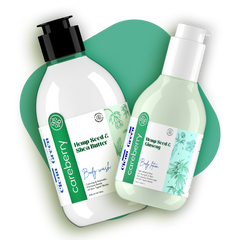 Careberry 's Hemp & Shea Butter Body Wash 300ml and Hemp Seed & Ginseng Age-Defying Body Lotion 200ml combo