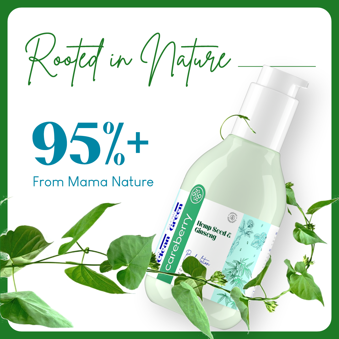 Careberry Hemp Seed Oil & Ginseng Calming Body Lotion| Non Greasy, Non Sticky, Silicone & Mineral Oil Free 200ml