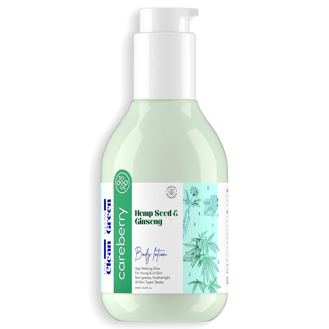 Careberry Hemp Seed Oil & Ginseng Calming Body Lotion| Non Greasy, Non Sticky, Silicone & Mineral Oil Free 200ml
