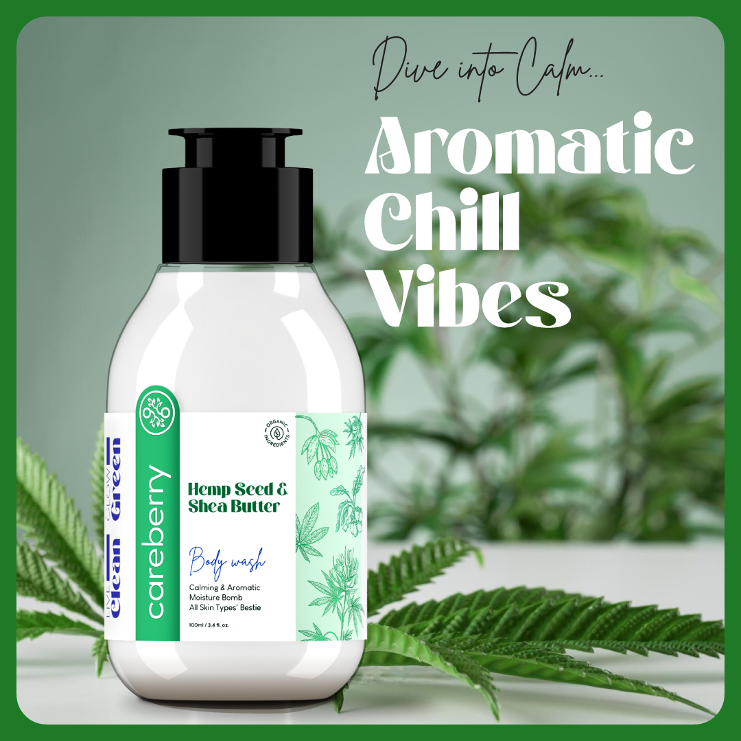 Careberry Hemp & Shea Butter Body Wash - Organic, Vegan, Hydrating, Sulphate-Free