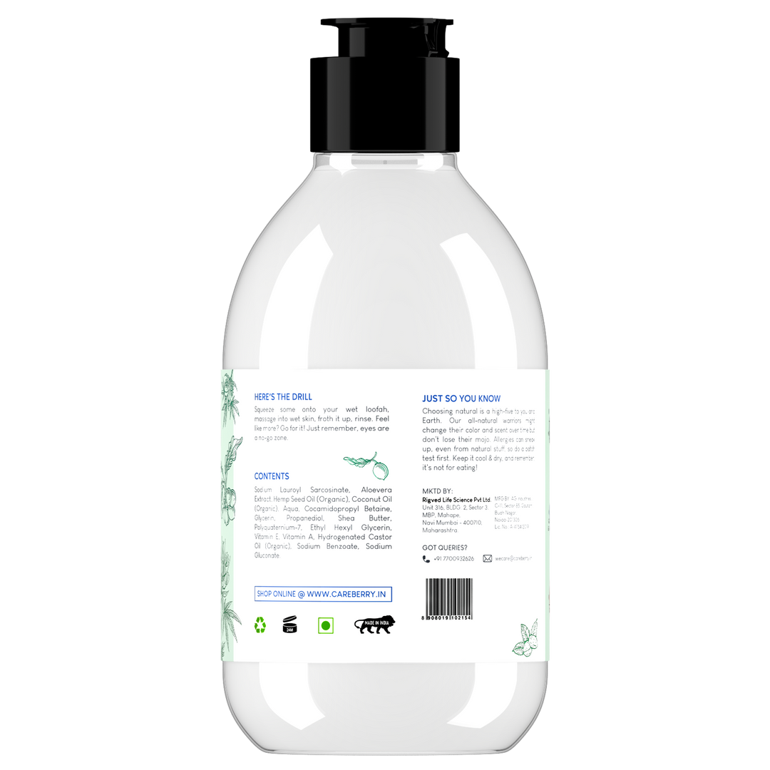 Careberry Hemp & Shea Butter Body Wash - Organic, Vegan, Hydrating, Sulphate-Free