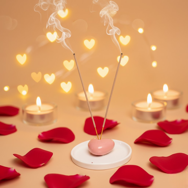 heartglow agarbati stand heart shaped ceramic incense holder